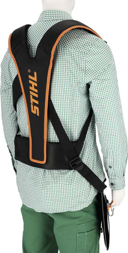 Produktbild: STIHL Doppelschultergurt Advance Plus Warnorange für Motorsensen, mit Komforthaken