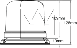 Technische Zeichnung: LED-Rundumleuchte 12 – 24 V, 30 W, Flansch ISO 4148 - B