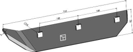 Technische Zeichnung: Industriehof® Messer 314 x 62 x 5 mm, für Mischwagen Teagle