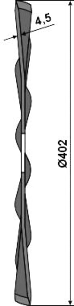 Technische Zeichnung: NIAUX 200 Säscheibe 402 x 4,5 mm, LK 120 mm, gewellt, für Sämaschine John Deere
