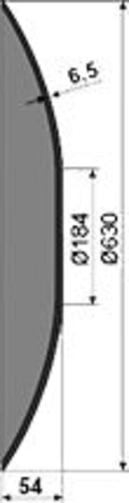 Technische Zeichnung: NIAUX 200 Eggenscheibe 628 x 6.5 mm, LK 139,7 mm, ZB rund, 103,5 mm, gewölbt, glatt, Salford