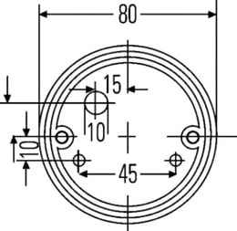 Technische Zeichnung: Hella® Schlussleuchte oben links/rechts Ø 80 mm, Schlusslicht