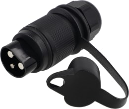 Produktbild: Herth + Buss Stecker 6 – 24 V, 3-polig, mit Kabelverschraubung, Flachsteckanschluss 6,3 mm, 51 305 635