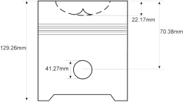 Technische Zeichnung: Kolben, Motor BSD 444T, Ringträgerkolben, Ø Kolbenbolzen 41,28 mm, für Ford New Holland