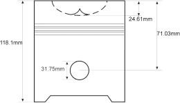 Technische Zeichnung: Kolben, Motor 220 Major 52 bis Bj. 02.61 (1.125 Bolzen), Ø Kolbenbolzen 31,75 mm, für Ford New Holland