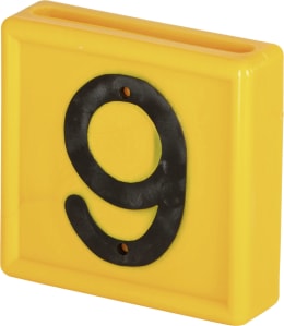 Produktbild: KERBL Halsbandnummer Ziffer 6/9, Kunststoff gelb für Halsmarkierungsbänder bis 4 cm Breite, 1 St. 207486