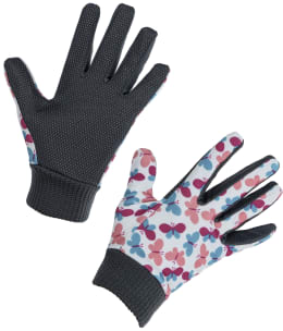 Produktbild: Kinderhandschuhe mit Schmetterling-Motiv in Rosa und Blau, Innenseite mit Noppen