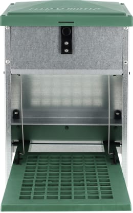 Produktbild: Futterautomat 12 kg mit Trittklappe, Metall, für Hühner, 1352