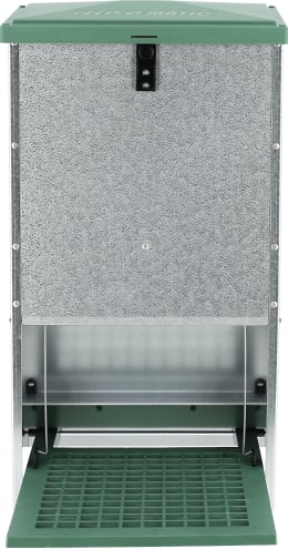 Produktbild: Futterautomat 20 kg mit Trittklappe, Metall, für Hühner, 9373