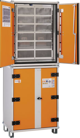 Produktbild: Cemo Akku-Lagerschrank 8/20 800 x 2.130 x 660 mm, 3 Rauchmelder, mit Füßen, für die Lagerung von Li-Ion-Akkus