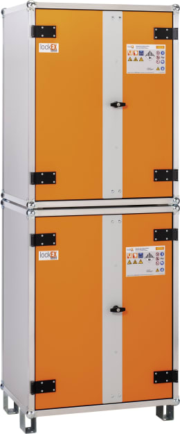 Produktbild: Cemo Akku-Lagerschrank 8/20 800 x 2.130 x 660 mm, 3 Rauchmelder, mit Füßen, für die Lagerung von Li-Ion-Akkus