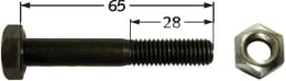 Technische Zeichnung: Industriehof® Sechskantschraube M 10 x 1,5 x 65 - 10.9 mit Sicherungsmutter für Fischer, Hansa, Votex