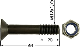 Technische Zeichnung: Industriehof® Senkkopfschraube M 12 x 1,75 x 64 - 10.9, für Doppstadt, Epoke