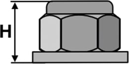 Technische Zeichnung: Industriehof® Bundmutter M 12 x 1,75 - 8.8, Höhe 16 mm, selbstsichernd, Polystop