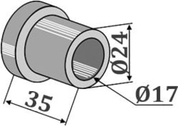 Technische Zeichnung: Industriehof® Innenbuchse 35 x 3,5 mm, Ø innen 17 mm, Ø außen 24 mm, für Mulag, Nicolas, Noremat