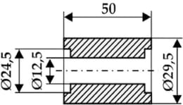 Technische Zeichnung: Industriehof® Innenbuchse 50 x 2,5/8,5 mm, Ø innen 12,5 mm, 24,5 mm, Ø außen 29,5 mm, für Agromet