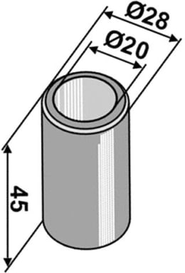 Technische Zeichnung: Industriehof® Buchse 20 x 28 x 45 mm, für Spragelse-Mica