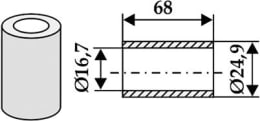 Technische Zeichnung: Industriehof® Buchse 16,7 x 24,9 x 68 mm, für Breviglieri