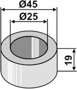 Technische Zeichnung: Industriehof® Buchse 25 x 45 x 19 mm, für Sovema
