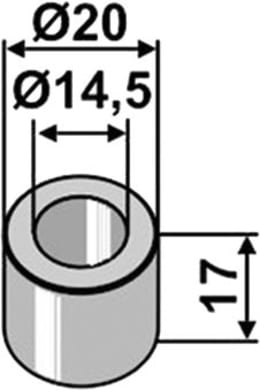 Technische Zeichnung: Industriehof® Buchse 14,5 x 20 x 17 mm, für Agrimaster, Agromec, Orsi