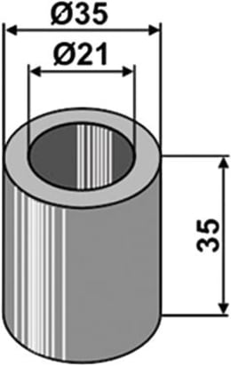 Technische Zeichnung: Industriehof® Buchse 21 x 35 x 35 mm, für Doppstadt, Epoke, Willibald