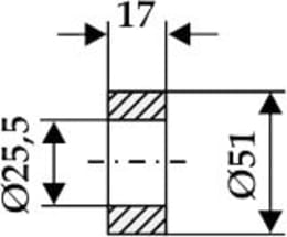 Technische Zeichnung: Industriehof® Buchse 25,5 x 51 x 17 mm, für Kuhn