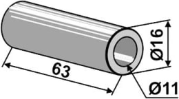 Technische Zeichnung: Industriehof® Buchse 11 x 16 x 63 mm, für Mulag