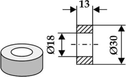 Technische Zeichnung: Industriehof® Buchse 18 x 30 x 13 mm, für Bams