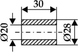 Technische Zeichnung: Industriehof® Buchse 20 x 28 x 30 mm, für Gyro, Nicolas