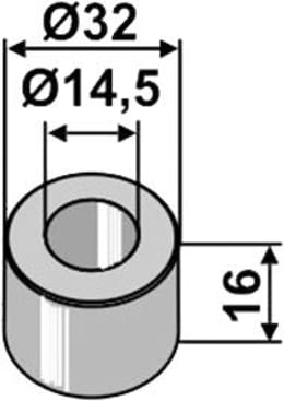Technische Zeichnung: Industriehof® Buchse 14,5 x 32 x 16 mm, für Agromec