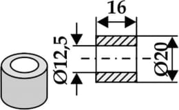 Technische Zeichnung: Industriehof® Buchse 12,5 x 20 x 16 mm, für Dücker
