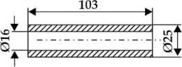Technische Zeichnung: Industriehof® Buchse 16 x 25 x 103 mm, für Gilbers