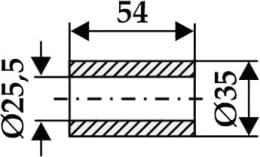 Technische Zeichnung: Industriehof® Buchse 25,5 x 35 x 54 mm, für Falc