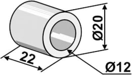 Technische Zeichnung: Industriehof® Buchse 12 x 20 x 22 mm, für S.M.A.