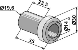 Technische Zeichnung: Industriehof® Buchse 14 x 19,6, 30 x 23,5 mm, 35 mm, für Spearhead