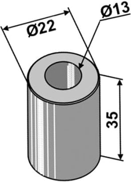 Technische Zeichnung: Industriehof® Buchse 13 x 22 x 35 mm, für Agram, Taarup