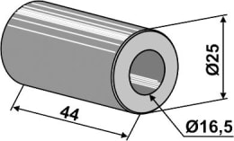Technische Zeichnung: Industriehof® Buchse 16,5 x 25 x 44 mm, für Ferri