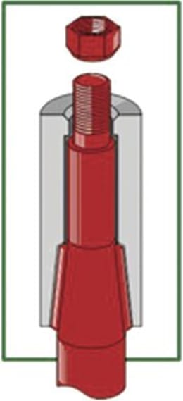 Produktbild: Industriehof® Einschweißbuchse 25,3, 35,2 x 50,8 x 110 mm, für Zinken mit Verdrehsicherung