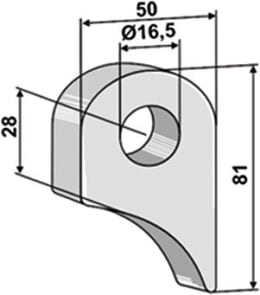 Technische Zeichnung: Industriehof® Halter 81 x 50 x 18,5 mm, Bohrung 16,5 mm, ohne Sechkantansatz Berti