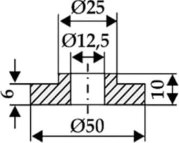 Technische Zeichnung: Industriehof® Scheibe 12,5 x 25, 50 x 6 mm, 10 mm für Agromet