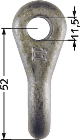 Technische Zeichnung: Industriehof® Schäkel gerade, Bohrung 11,5 mm, für Agrotec, Caroni, Ferri, Hymach, Maschio