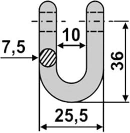 Technische Zeichnung: Industriehof® Schäkel gerade, Bohrung 8,3 mm, für Agria, Gutbrod, Lipco