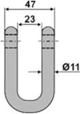Technische Zeichnung: Industriehof® Schäkel gerade, Bohrung 11 mm, für Mc Connel, Noremat, Rousseau, S.M.A.