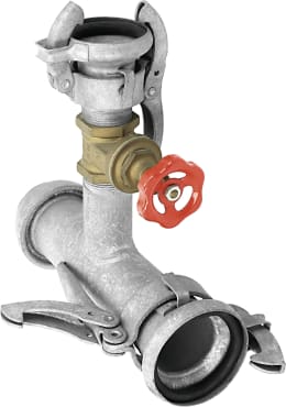 Produktbild: Perrot T-Stück KT 70 x P 50 mit eingebautem Schieber, 70 M-Teil, 70 V-Teil, 50 M-Teil (Abgang)