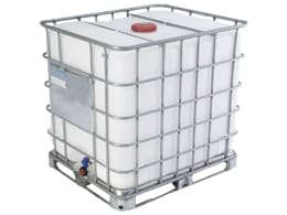 Produktbild: IBC-Container 1.000 Liter mit Metallgitter und rotem Verschluss