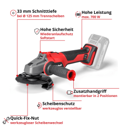 Produktbild: EINHELL Professional Akku-Winkelschleifer AXXIO 18/125 Q