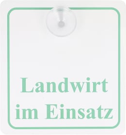 Produktbild: Hinweisschild LANDWIRT IM EINSATZ mit Saugnapf B x H 120 x 130 mm