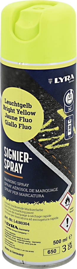 Produktbild: Lyra Markierungsspray gelb, 500 ml, für Baum- und Holzmarkierung, 26-2360-1