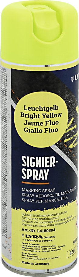 Produktbild: Lyra Markierungsspray gelb, 500 ml, für Baum- und Holzmarkierung, 26-2360-1