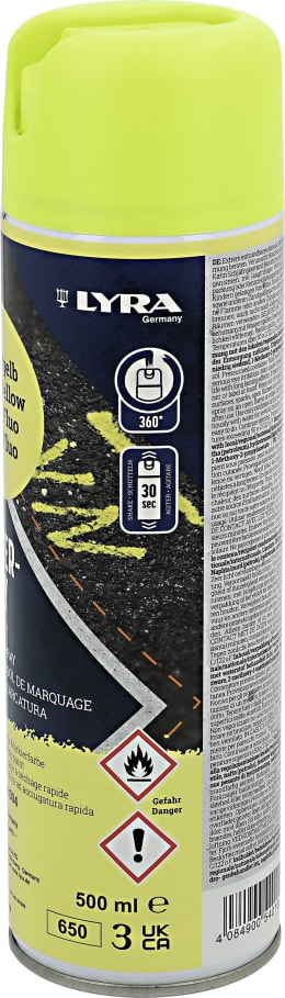 Produktbild: Lyra Markierungsspray gelb, 500 ml, für Baum- und Holzmarkierung, 26-2360-1